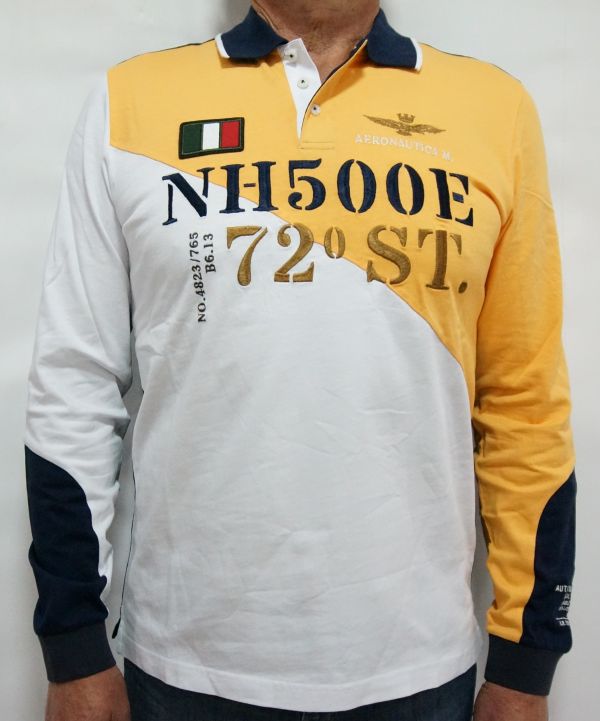 Поло AERONAUTICA PO1377 L  темно-синій+жовтий+білий 200935 
